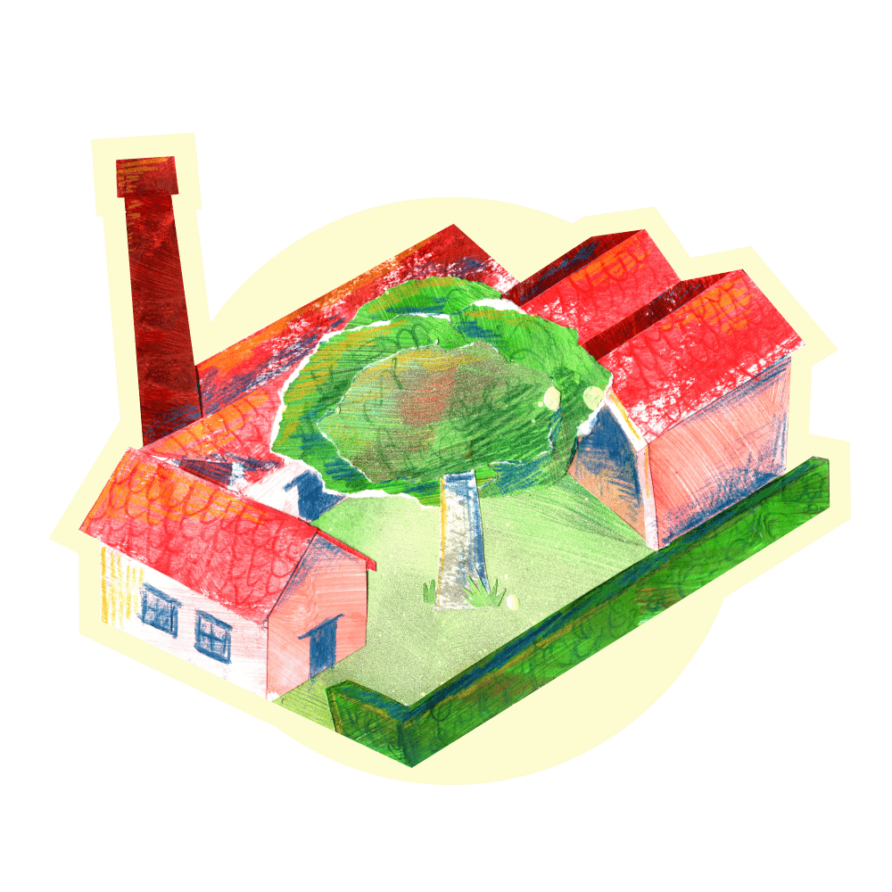 Collage représentant l'usine fontana